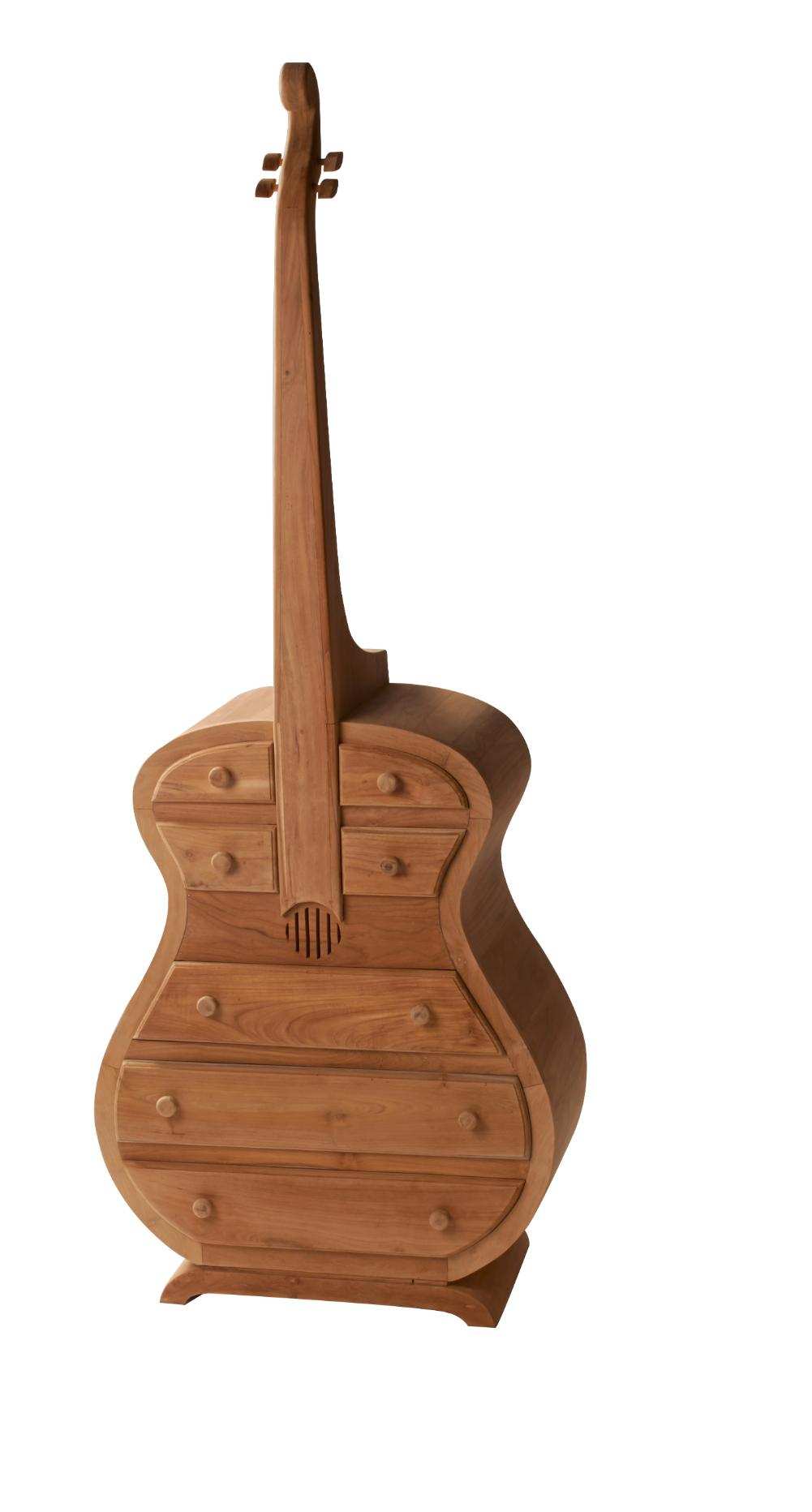 Doe voorzichtig stel je voor PapoeaNieuwGuinea Decoratieve gitaar kast met opbergruimte teak hout 130 cm - SDB Living -  Kijk nu!
