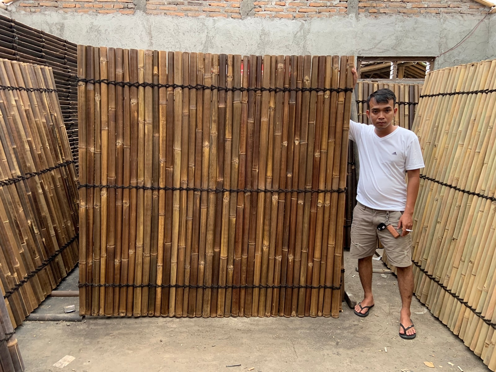 bamboe 180x180 donkere bamboe kleur. - SDB Living