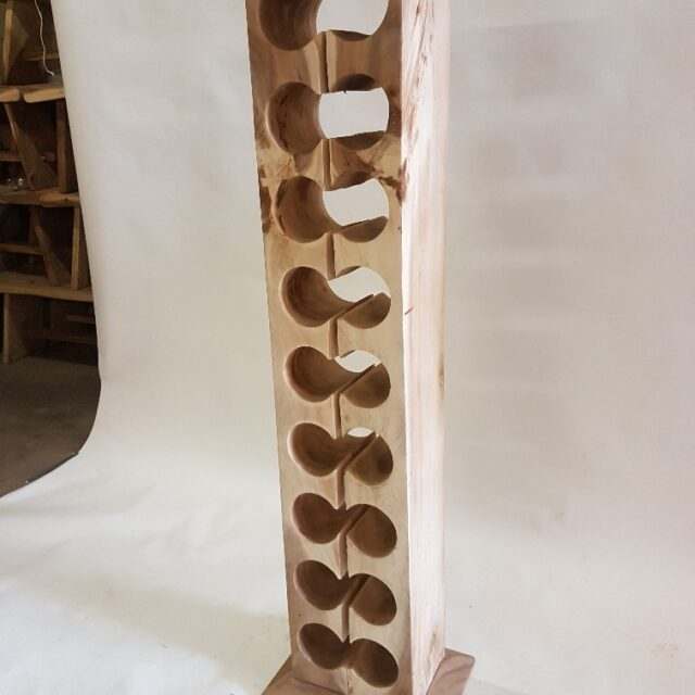 Blok wijnrek op voet suar hout 150 cm