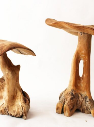 Teak paddenstoelen decoratie 60 cm